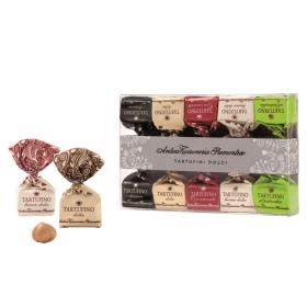 Antica Torroneria Piemontese Schokoladen-Trüffel in der durchsichtigen Geschenkbox - Tartufino Dolce gemischte Sorten ~ 70g
