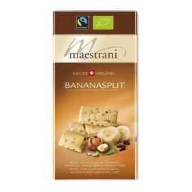 Maestrani Swiss Bio / Fairtrade Weisse Schokolade Bananensplit 47% Cakao ~ 1 x 80 g Tafel