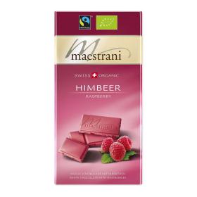 Maestrani Swiss Bio / Fairtrade Weisse Schokolade Himbeer 34% Cakao ~ 1 x 80 g Tafel