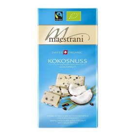 Maestrani Swiss Bio / Fairtrade Weisse Schokolade Kokosnuss 34% Cakao~ 1 x 80 g Tafel