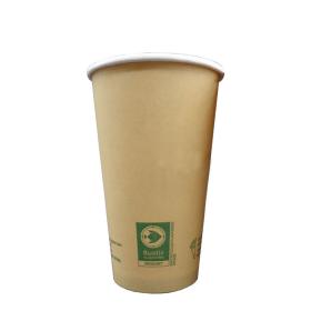 Kompostierbarer Coffee To Go Kaffeebecher 'Just Leaf Braun' - recycelbar Greenline 400ml (16oz) Ø 90mm ~ 1 Stange mit 50 Stück